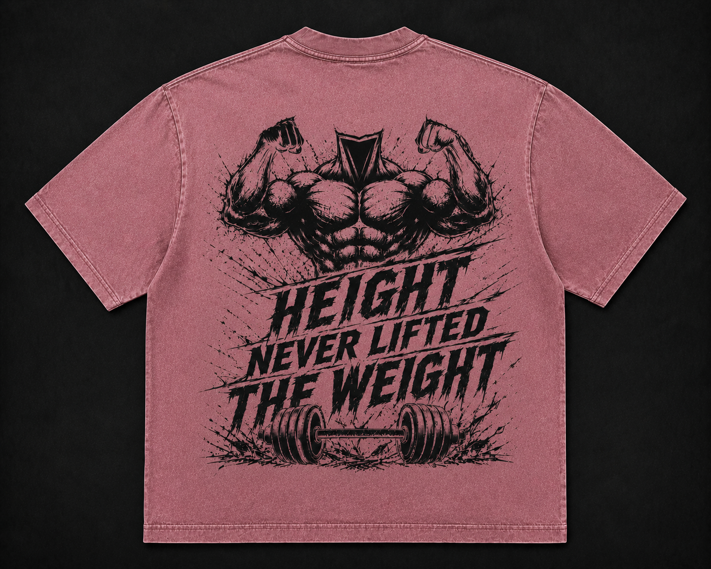 Short Sleeve Oversized Washed T-Shirt (Height Never Lifted The Weight)