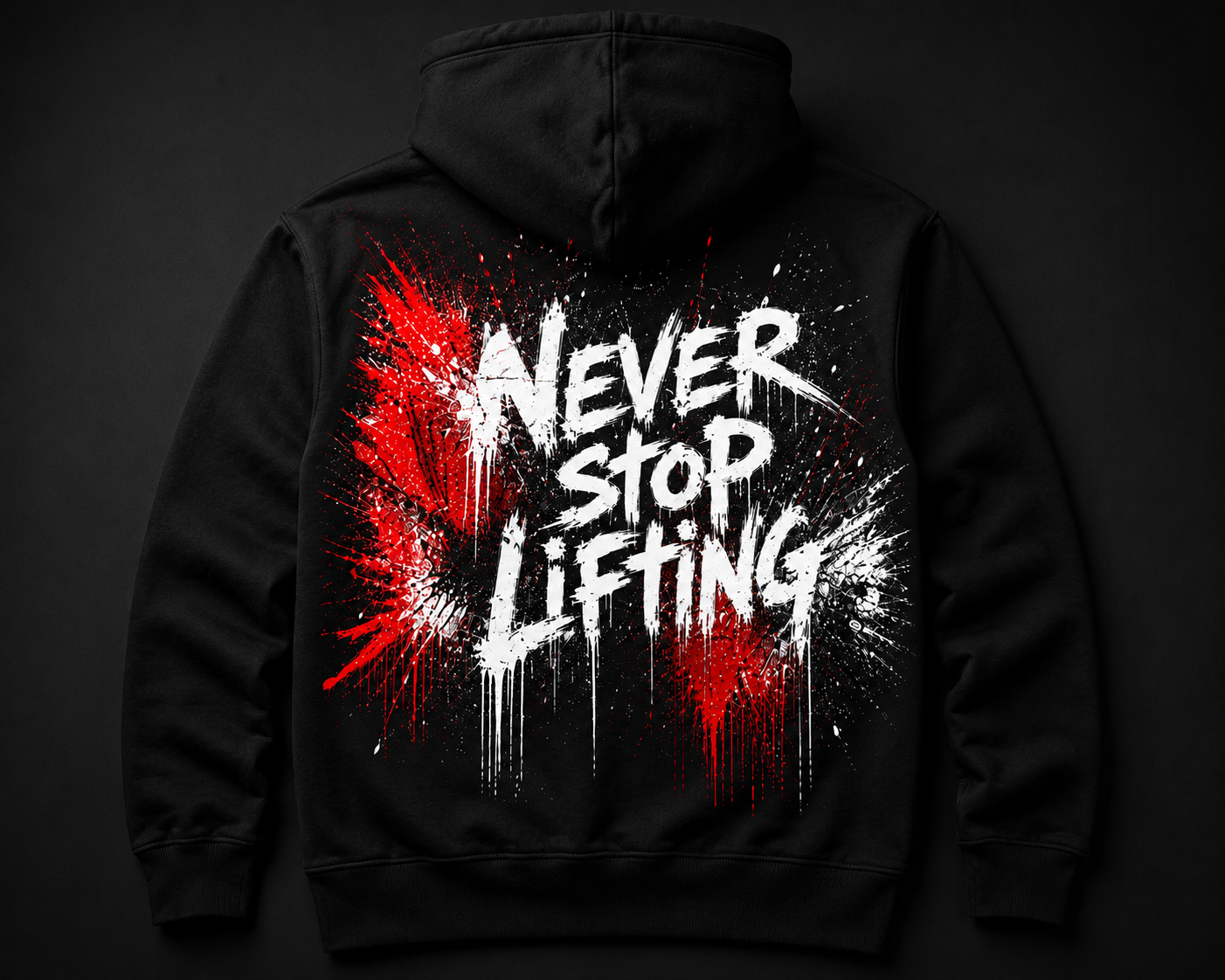 Black Hoodie (Never Stop Lifting) Red