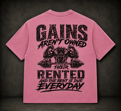Short Sleeve Oversized Washed T-Shirt (Gains)