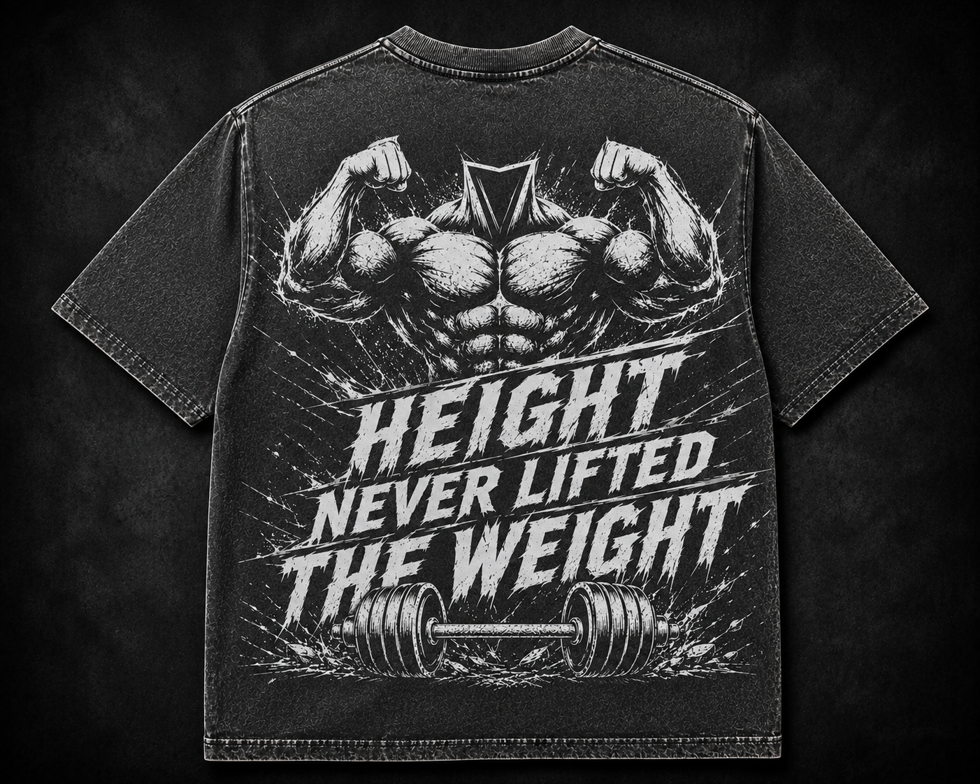 Short Sleeve Oversized Washed T-Shirt (Height Never Lifted The Weight)