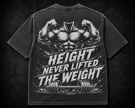 Short Sleeve Oversized Washed T-Shirt (Height Never Lifted The Weight)