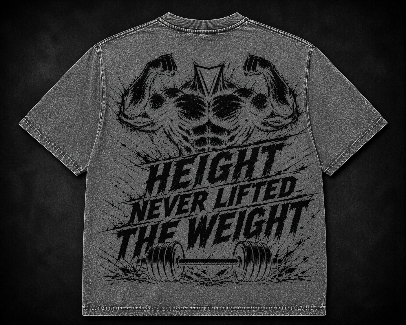 Short Sleeve Oversized Washed T-Shirt (Height Never Lifted The Weight)