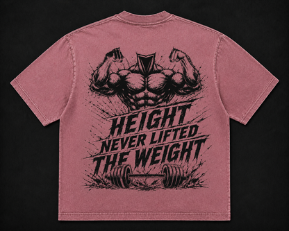 Short Sleeve Oversized Washed T-Shirt (Height Never Lifted The Weight)