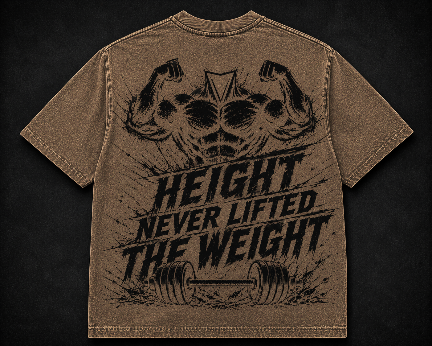 Short Sleeve Oversized Washed T-Shirt (Height Never Lifted The Weight)