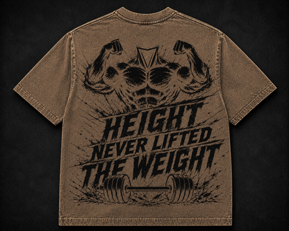 Short Sleeve Oversized Washed T-Shirt (Height Never Lifted The Weight)
