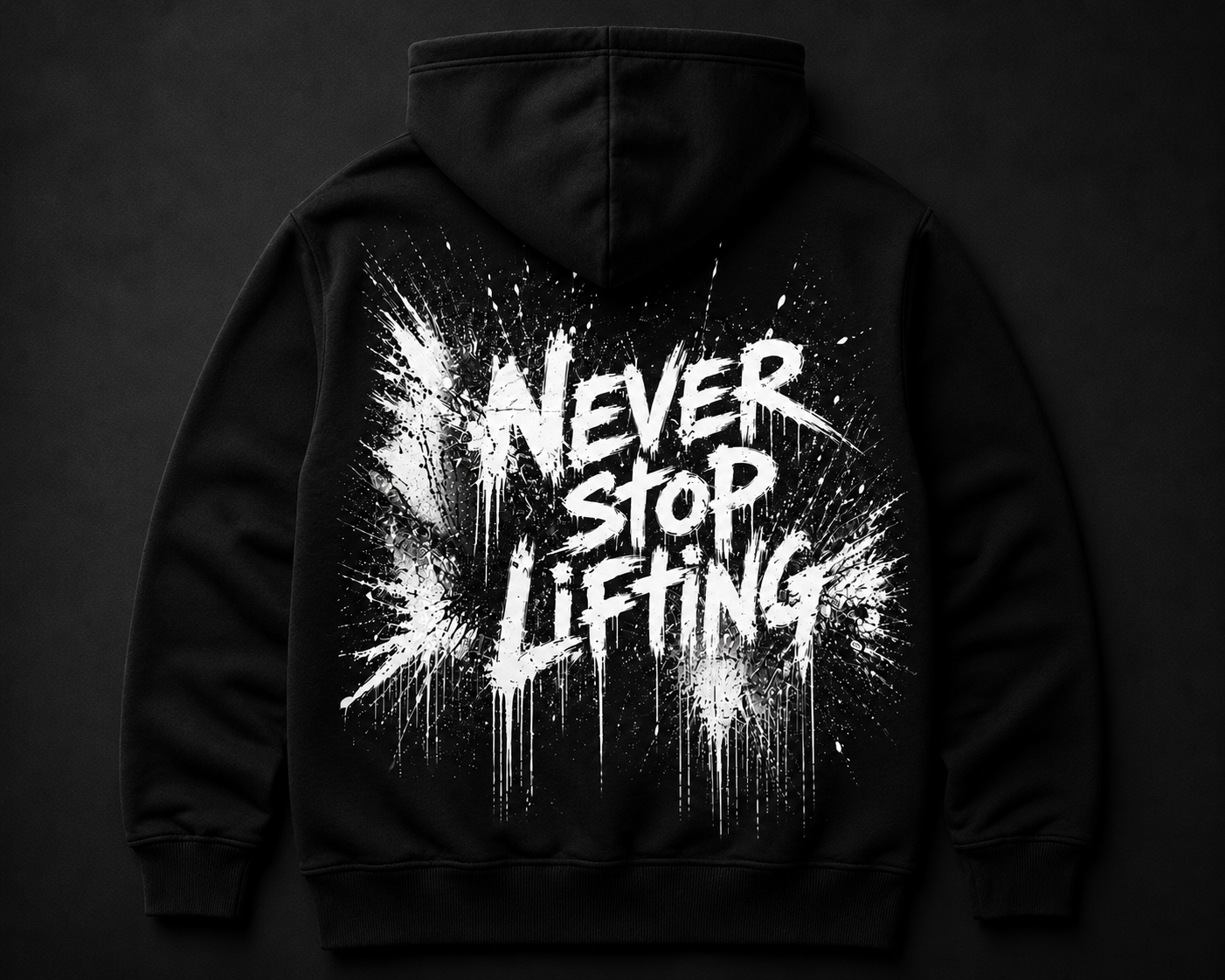 Black Hoodie (Never Stop Lifting) White