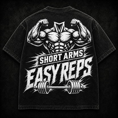 Short Sleeve Oversized Washed T-Shirt (Short Arms Easy Reps)