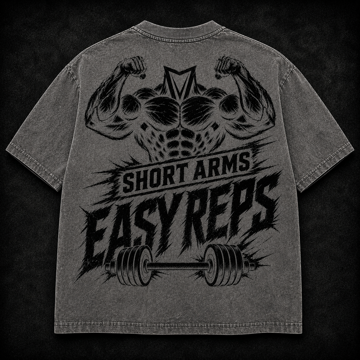 Short Sleeve Oversized Washed T-Shirt (Short Arms Easy Reps)