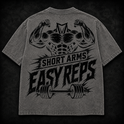 Short Sleeve Oversized Washed T-Shirt (Short Arms Easy Reps)