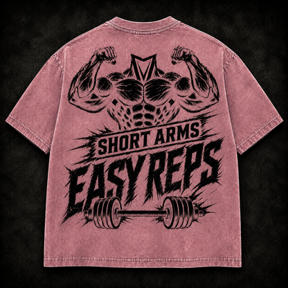 Short Sleeve Oversized Washed T-Shirt (Short Arms Easy Reps)