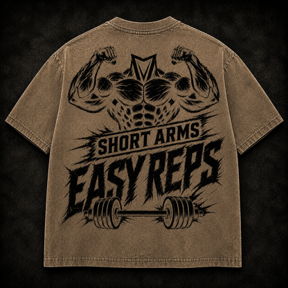 Short Sleeve Oversized Washed T-Shirt (Short Arms Easy Reps)