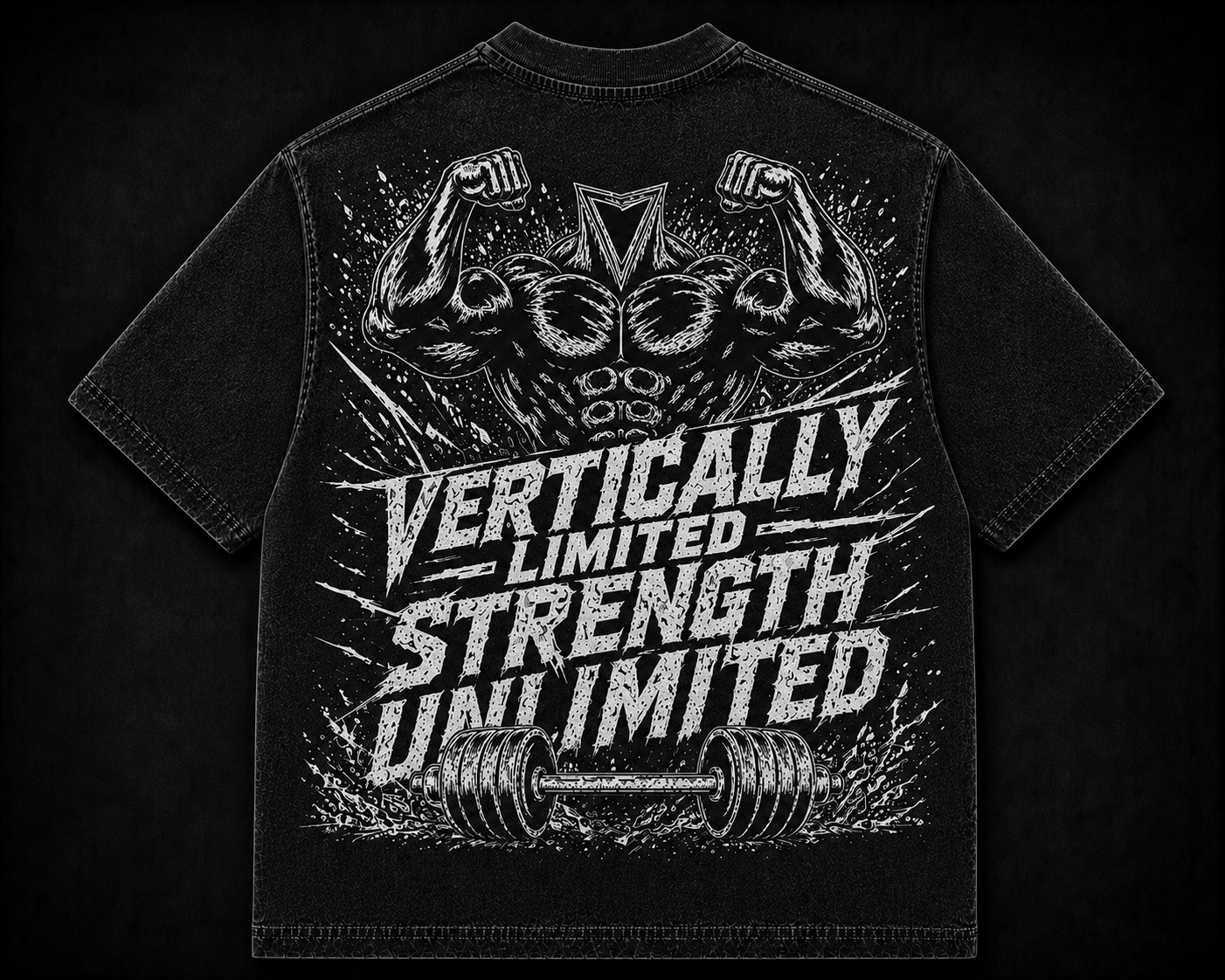 Short Sleeve Oversized Washed T-Shirt (Vertically Limited Strength Unlimited)