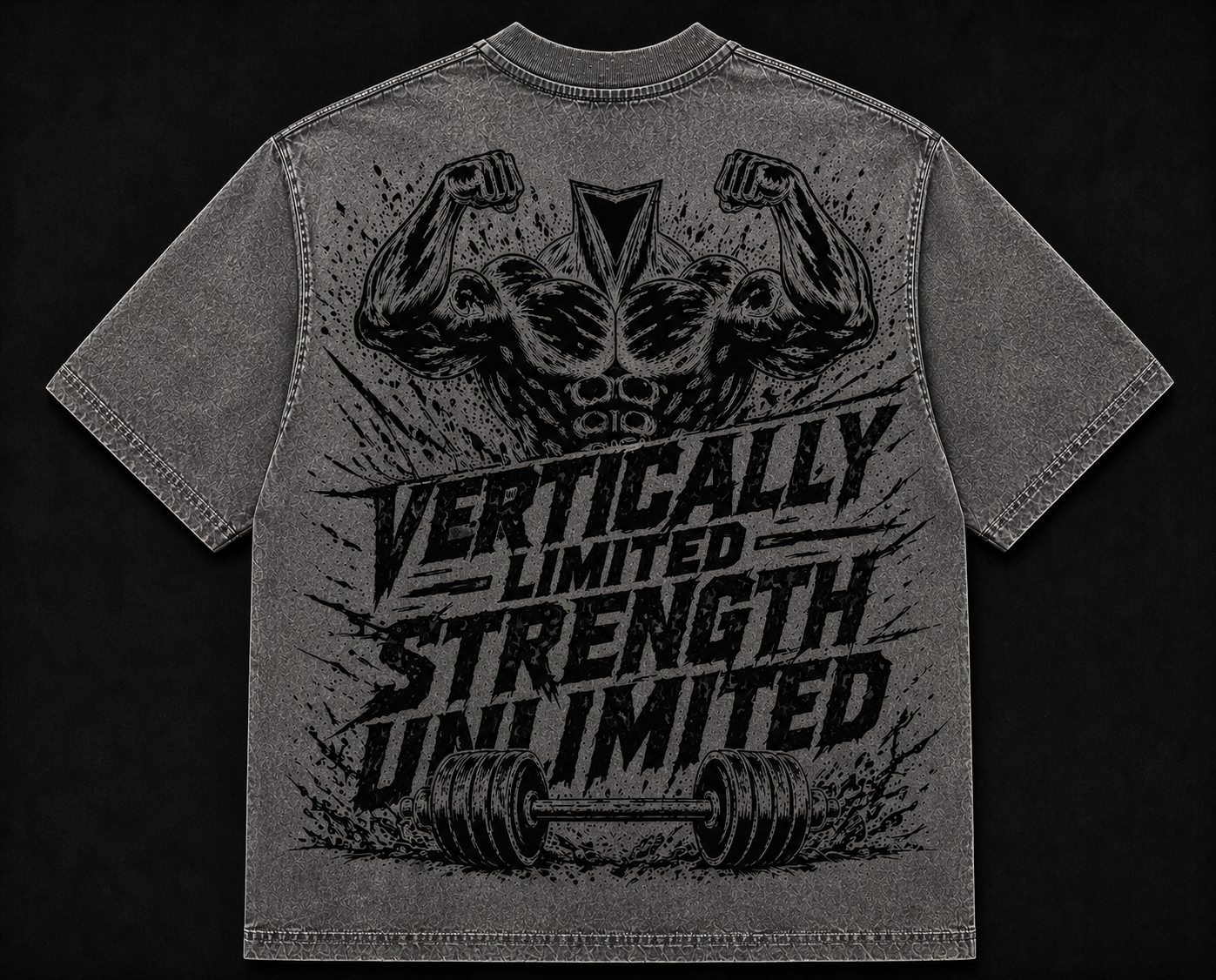Short Sleeve Oversized Washed T-Shirt (Vertically Limited Strength Unlimited)