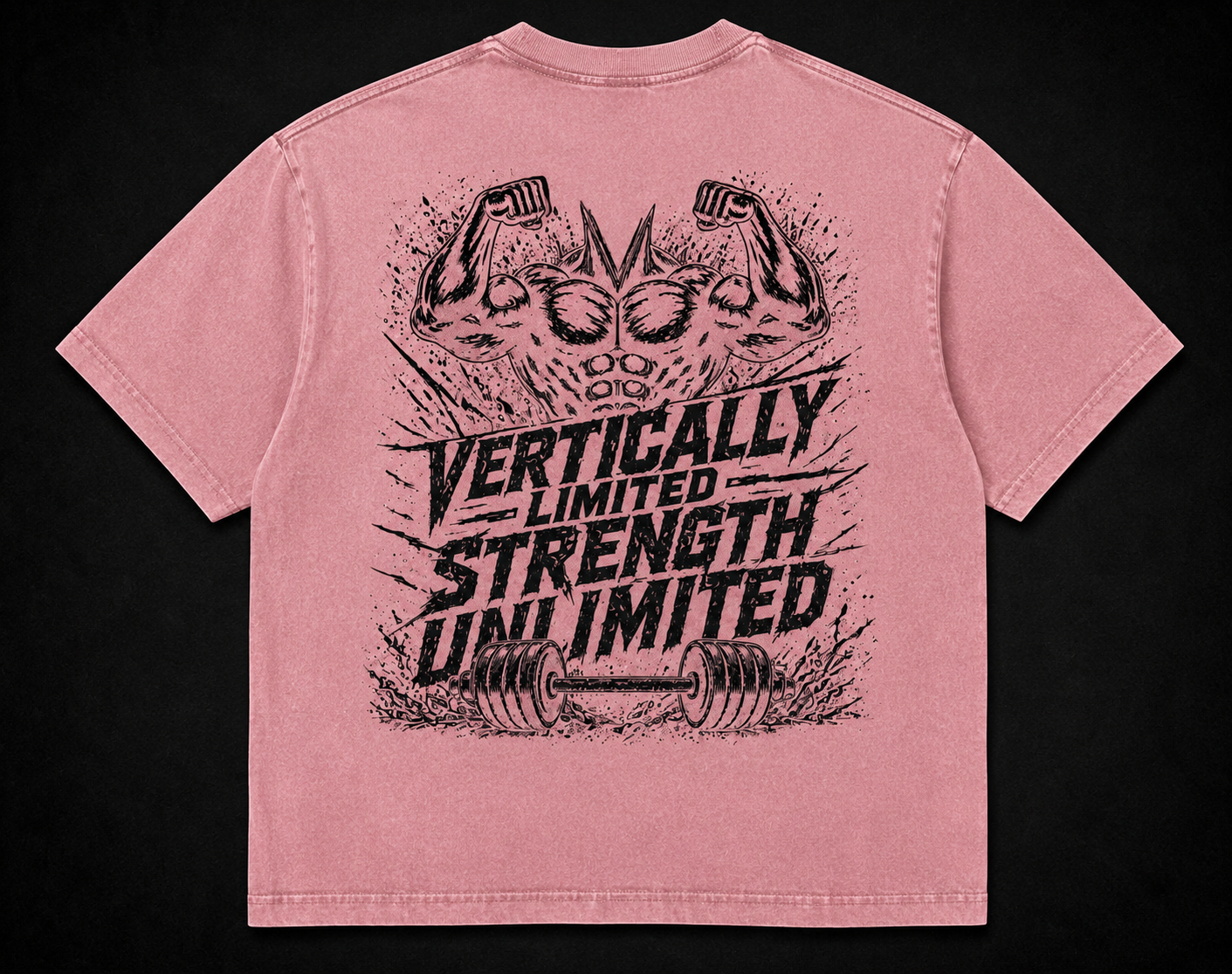 Short Sleeve Oversized Washed T-Shirt (Vertically Limited Strength Unlimited)