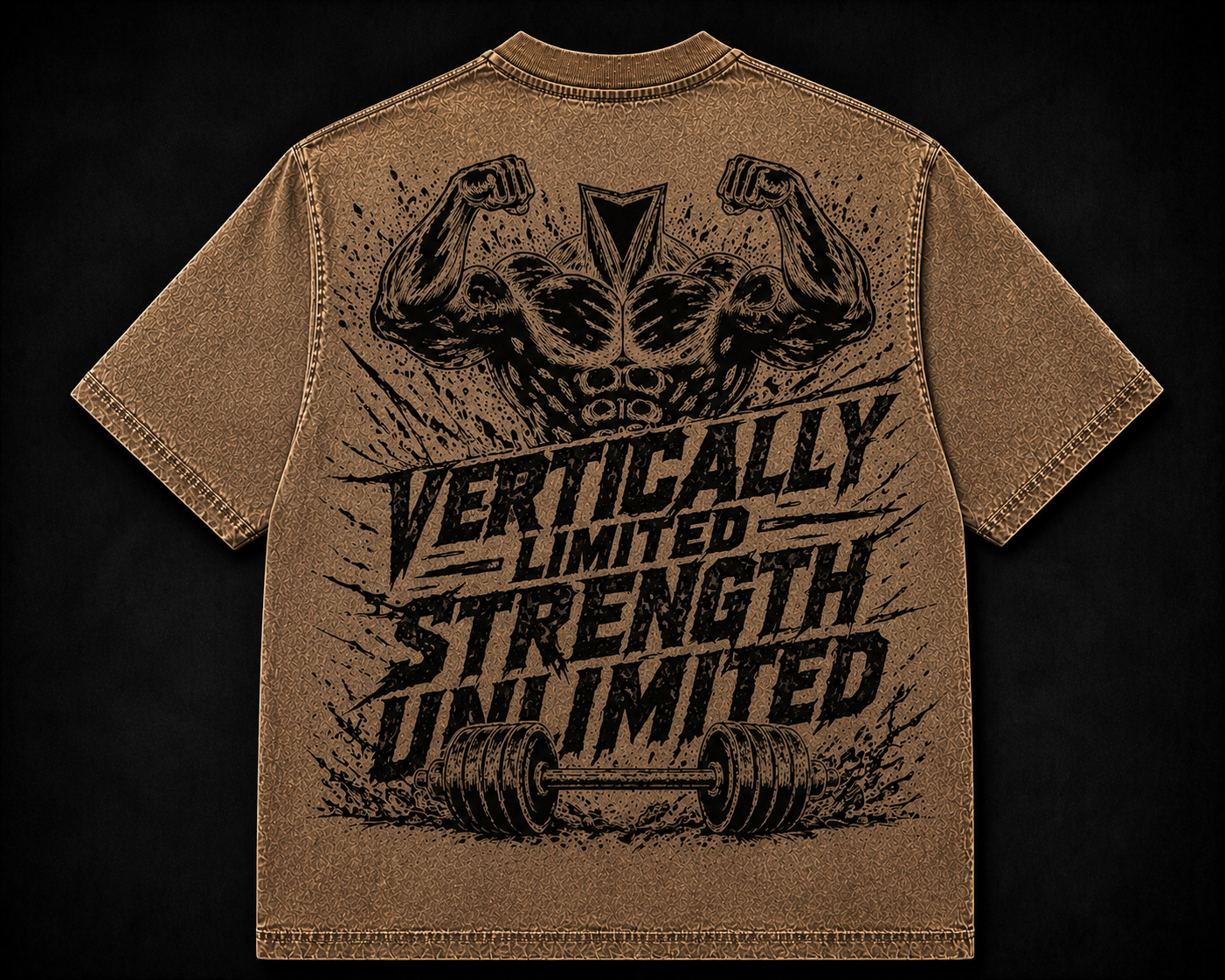 Short Sleeve Oversized Washed T-Shirt (Vertically Limited Strength Unlimited)